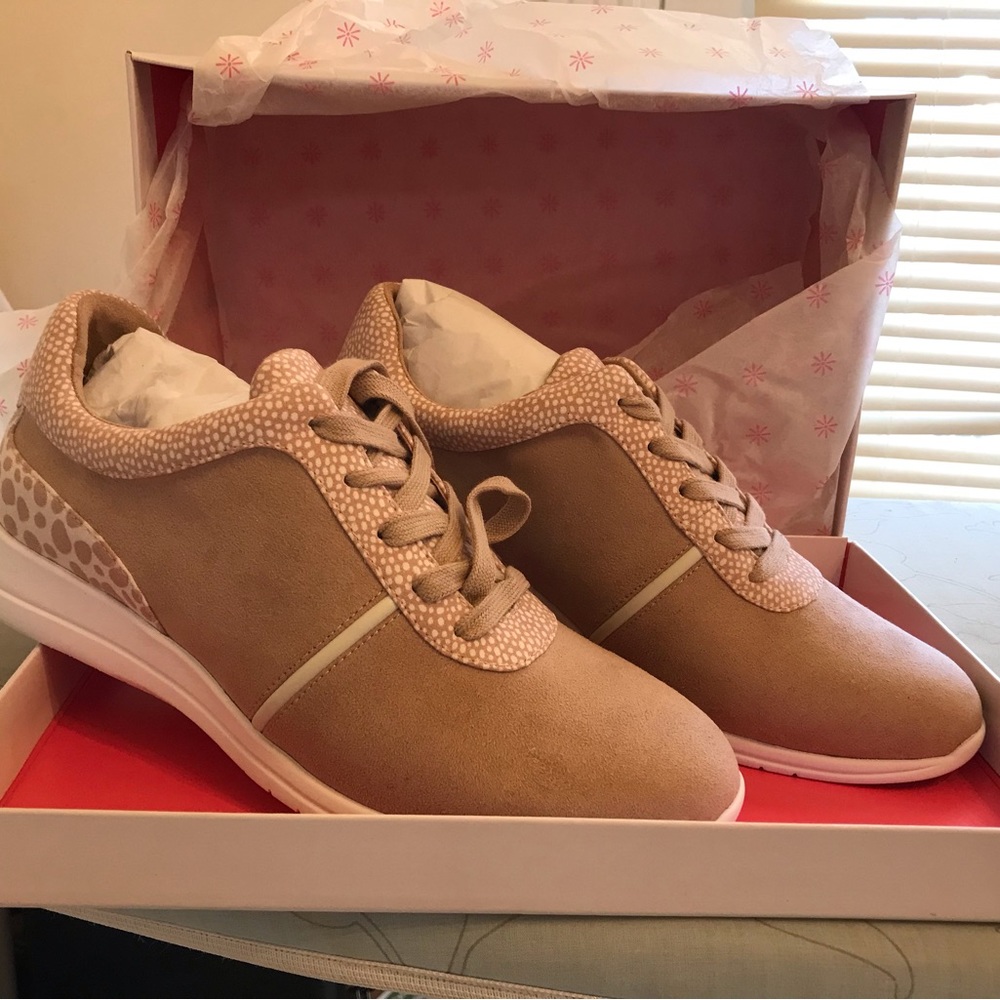 Isaac Mizrahi Live Suede Dot Lace Up Sneakers - Blush.